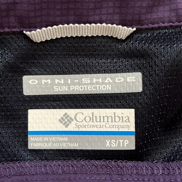 Columbia XS Omni-Shade Sun Protection Sunshirt Deep Purple Button Down Top - Picture 15 of 15